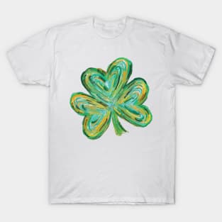 Cute St Patricks Four Leaf Clover Watercolor T-Shirt